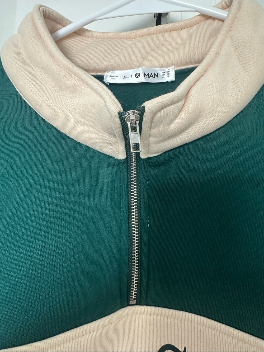 Alaska The Last Frontier Quarter Zip Sweatshirt |Green and Cream Color Block 2XL - Picture 7 of 8